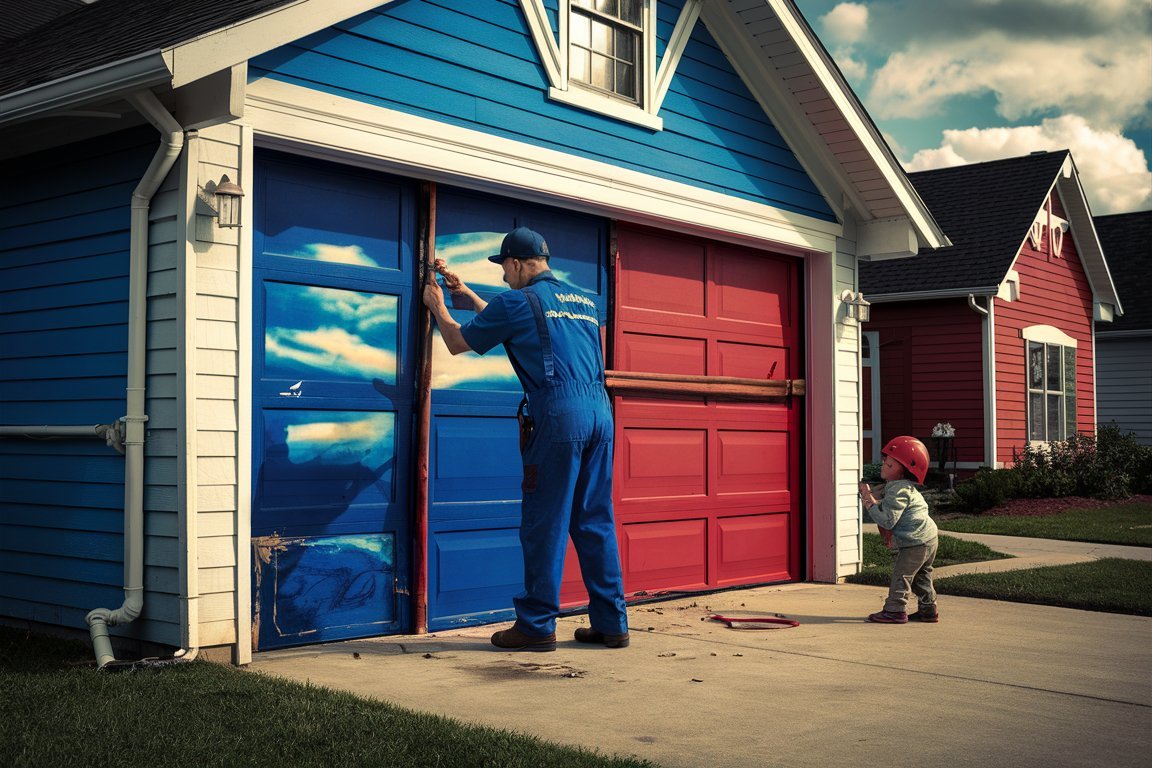 A Guy Fixing the Garage Door Issues